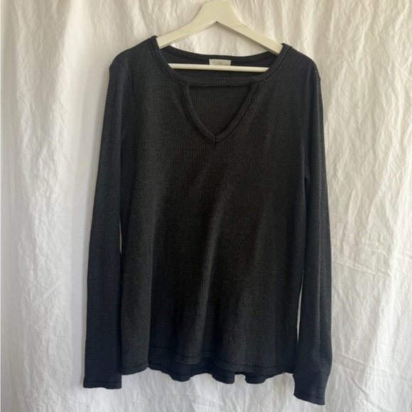 Anthropologie T.la Nadia Thermal Waffle Knit Gray Long Sleeve Top Size Small - Picture 9 of 16